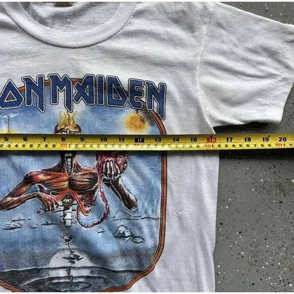 Iron Maiden Band Tee Mens Size Small White Vintage Concert Heavy Metal Grail - Picture 8 of 8